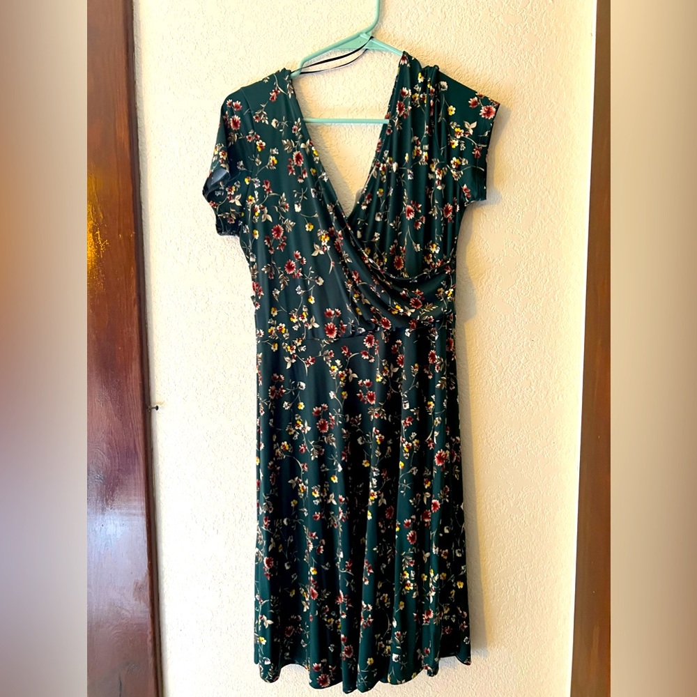 Teal green knit dress.